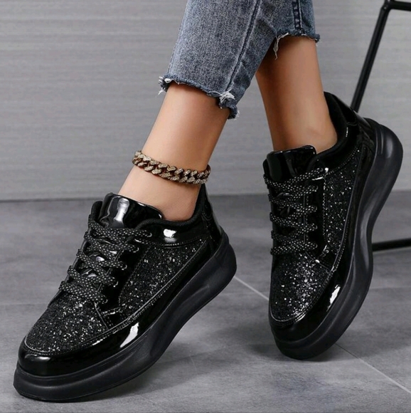 Shoes - Women's Spring Autumn Casual Black Sneakers, Non-Slip Soft Bottom Lightweight Pl